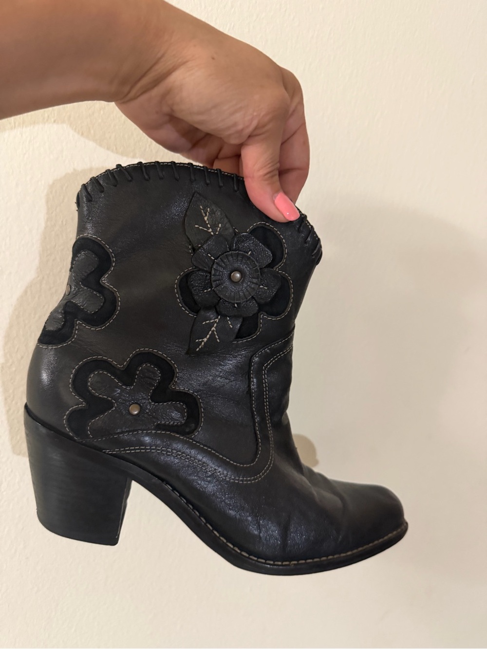 MIA Women’s Black Floral Western Ankle Boots